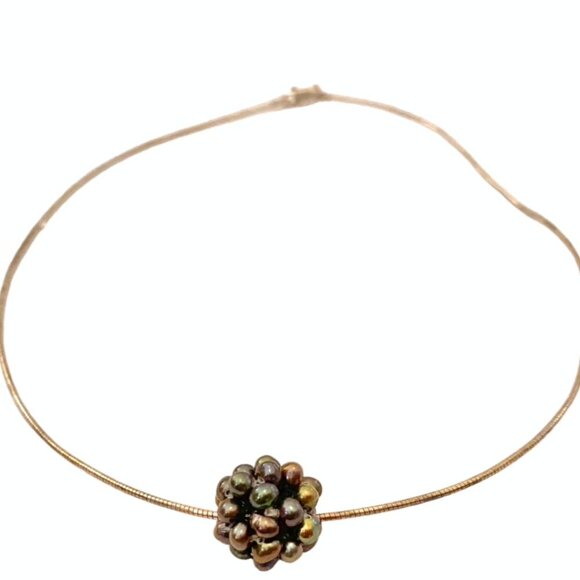 VINTAGE Natural Cultured Freshwater Pearls Cluster Beads necklace stretch strand - Picture 3 of 6